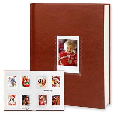 Imagem de Álbum de fotos feito à mão com espaço de escrita para mini câmera Fujifilm instax, álbum de fotos 2x3 Polaroid para câmera instantânea Fujifilm Instax Mini 12 11 9 8 40 Evo (128 bolsos, marrom)