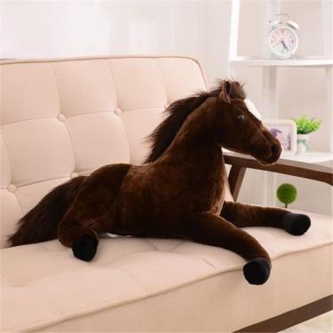 Imagem de Modelo de simulação cavalo preto brinquedo de pelúcia marrom cavalo boneca cavalo brinquedo de pelúcia-, castanho, 65cm