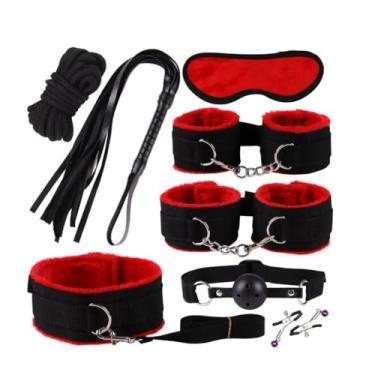 Imagem de Kit Com 8 Peças Casais Sexuais, Brinquedos Sensuais Adultos, Acessórios Eróticos, Algemas, Jogo Sexual (Vermelho)