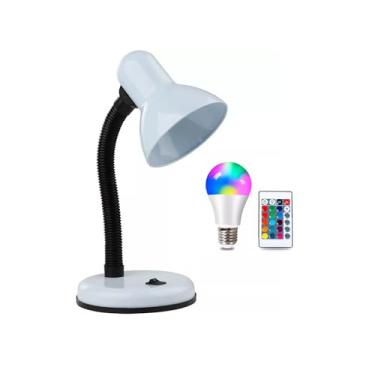 Imagem de Luminária Mesa Cromoterapia 16 Cores C. Remoto Branca Base