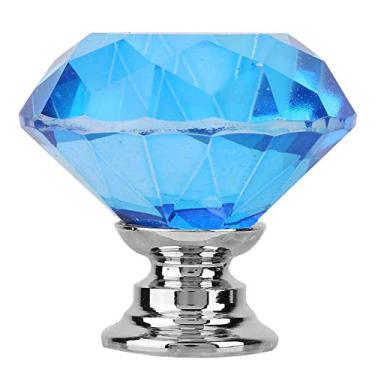 Imagem de Puxador de Vidro Cristalino Em Formato de Diamante, Decoração Colorida de Armário de Gaveta e Guarda-roupa, Tamanho 30 Mm, Placa Cromada, 1 Pacote (701 diamante A-30 azul)