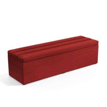 Imagem de Calçadeira Baú Ursa 140 para Cama de Casal A-020 Couro Vermelho Aradec