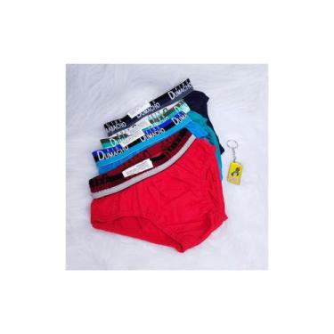 Imagem de Cueca Infantil Slip Cós Cintura Estampa Lisa 100 Algodão Kit 4 Peças C