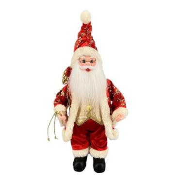 Imagem de Papai Noel Musical Pequeno Dourado/Vermelho Natal 40Cm - Zona Livre