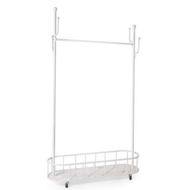 Imagem de Cabideiro de Chão Grande com Sapateira e Rodízios - Branco - Magazine 