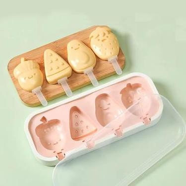 Imagem de Criador de picolé de frutas, melancia, abacate, moldes caseiros de picolé, bandeja de gelo congelada de silicone com 12 palitos de picolé, reutilizável, fácil de soltar, máquina de picolé... (frutas)