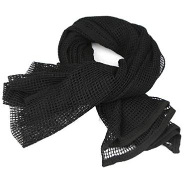 Imagem de KINGREE Cachecóis táticos de pescoço de 199 x 89 cm, cachecol camuflado da floresta Shemagh do deserto para esportes ao ar livre, Preto, Large