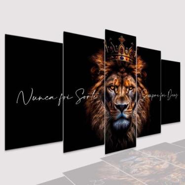Imagem de Quadros Decorativos mosaico Leão Majestoso Sempre foi Deus - Dropx4