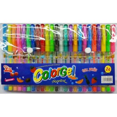 Imagem de Conjunto de 24 Canetas Gel Coloridas com Decoração de Frutas, Ponta 0.5mm
