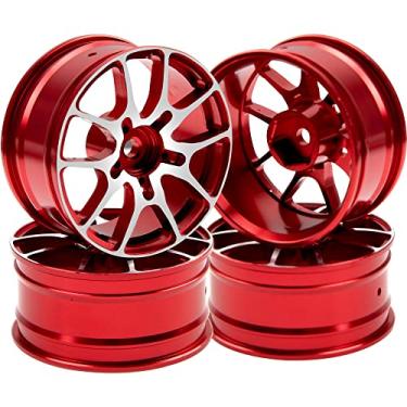 Imagem de HIRCQOO Aluminum Alloy 1/10 On-Road Racing Touring Drift Car Wheel Rims 12mm Hex Hub 26mm Width Compatible with Tamiya TT01 Kyosho RedCat Sakura D4 XIS HSP 1/10 RC Car (Red)
