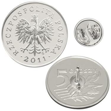 Imagem de Crachá de broche de moeda genuíno | Joias colecionáveis vintage | Banhado a níquel | Muitos países | Acessório de terno clássico para vestido formal, Poland, Latão, Sem Pedra Preciosa