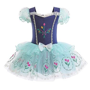 Imagem de REXREII Vestido de tutu de princesa bailarina para meninas, Rapunzel Sofia, Branca de Neve Frozen Elsa, fantasia de Halloween, Anna 002, 4-5T