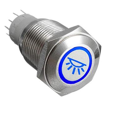 Imagem de ESUPPORT 12 V carro veículo azul luz LED interior botão interruptor de metal alternância 16 mm