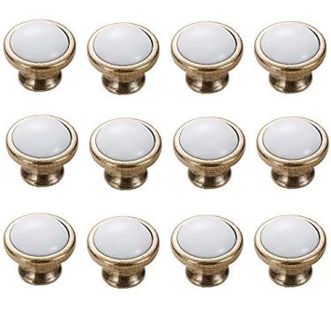 Imagem de Puxador de gaveta de 12 peças, liga de zinco, puxador de armário de cozinha, cerâmica, branca, móveis, gaveta, armário, móveis, puxadores pretos (orifício único de bronze retrô)