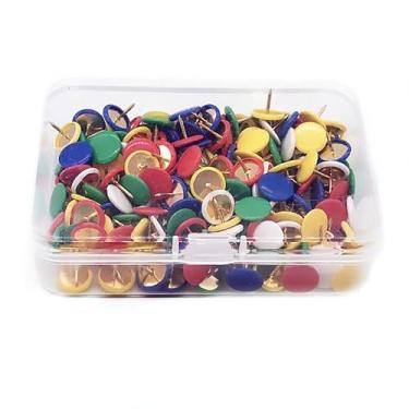 Imagem de 100 peças de pinos coloridos tachinhas de cabeça chata com ponta de aço para quadro de avisos, quadro de cortiça para pendurar na parede