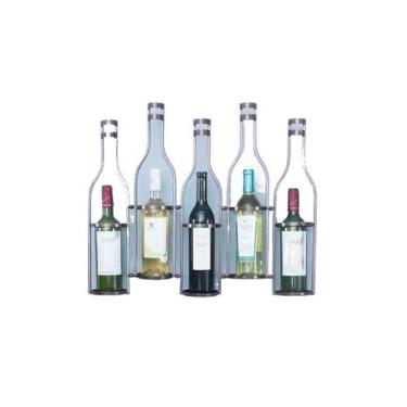 Imagem de Suporte para Vinhos Rack de vinho montado na parede, prateleira de vinho para casa, prateleira de exibição de garrafa de parede, pingente moderno e simples Porta-Garrafas(Metallic,Médio)