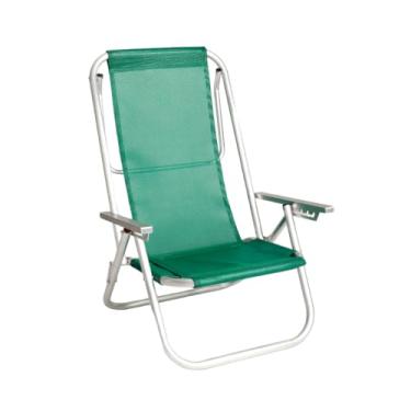 Imagem de CADEIRA DE PRAIA ATÉ 150KG PISCINA CAMPO E JARDIM 5 POSIÇÕES DE AJUSTES - REFORÇADA - VERDE