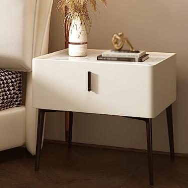 Imagem de Mesa de cabeceira inteligente, armário de cabeceira com gavetas, mesa de cabeceira alta, mesas laterais, mesa de cabeceira moderna (D, 40 cm) (E 40 cm)