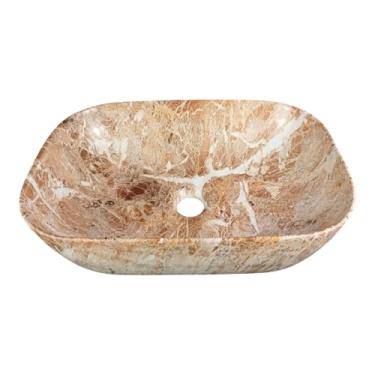 Imagem de Cuba Para Banheiro Cerâmica Marmorizada Sobrepor Apoio