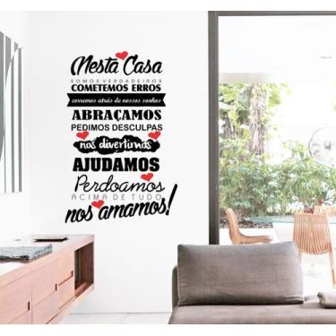 Imagem de Decoração de parede Frase Nesta Casa para sala quarto cozinha - Gaudes
