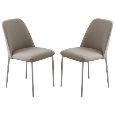 Imagem de Conjunto 2 Cadeiras Londres Linho Bege Metal Champanhe