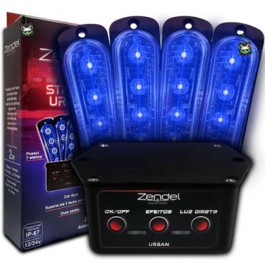 Imagem de Kit Strobo Automotivo 4 Faróis Azul Urban + Central Zendel