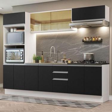 Imagem de Armário De Cozinha Completa 100% Mdf 270cm 07 Branco/preto - MADESA