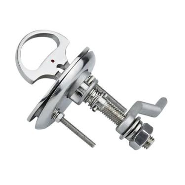 Imagem de NATEFEMIN Trava de came de barco de aço inoxidável, puxador de escotilha marítima, elevação de escotilha com placa traseira e parafuso para barco