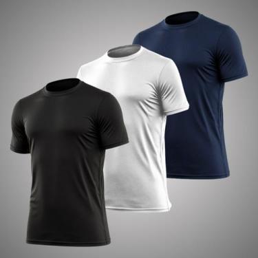 Imagem de Kit 3 Camisetas Masculinas Dry Fit Academia Anti Suor Basica Lisa Corr