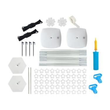 Imagem de shamjina Kit de suporte para arco de balões e suporte para guirlanda de balões com mastro de fibra ajustável em altura para aniversário, Base Hexagonal Branca