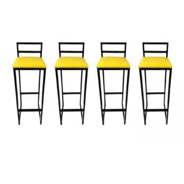 Imagem de Kit 4 Banquetas Industriais Altas, P/cozinhas, Balcão (Amarelo)