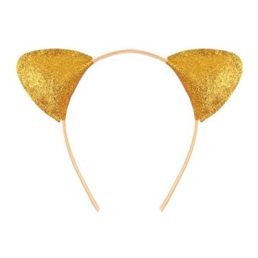 Imagem de Koolgil Girl's Cute Fashion Glitter Cat Ears Headband Kitten Ears Hairband for Halloween Cosplay Party Travel Photography (A- Gold)