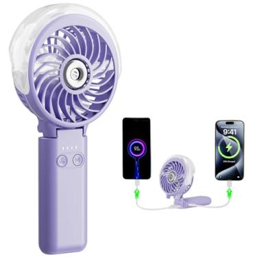 Imagem de HandFan Ventilador de nebulização portátil atualizado de 5200 mAh, ventilador portátil recarregável, ventiladores de névoa de água em spray, mini ventiladores de gelo AC para shows de viagem na praia