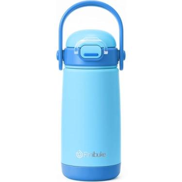 Imagem de Fimibuke Garrafa de água infantil isolada com tampa e alça de canudo – Copo de metal de aço inoxidável 18/15 livre de BPA à prova de vazamento de parede dupla copo infantil garrafa de água infantil