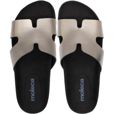 Imagem de Tamanco Plataforma Slide Moleca Sola Tratorada Feminina, Grafite, 35