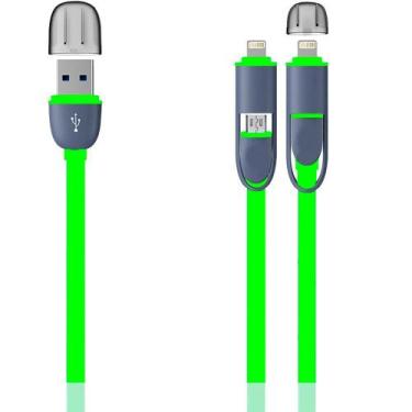 Imagem de Cabo  2em1 USB X Micro USBV8 e lightning) C/ 1.2M VRD MBTECH