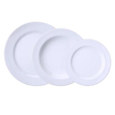 Imagem de Kit 8 Rasos 8 Fundo 8 Sobremesa Cilíndrica Porcelana Schmidt - Porcela