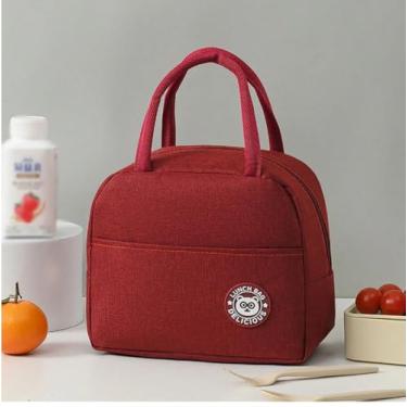 Imagem de Bolsa Térmica Lancheira Marmita com Alça, Impermeável, Reforçada e Isolamento Interno em Alumínio (VERMELHO)