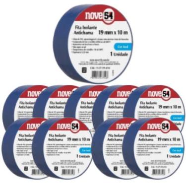 Imagem de Kit 10 fita isolante 19mmx10m azul 954 - VONDER