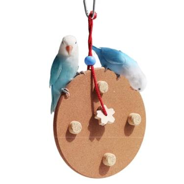 Imagem de Brinquedos de mastigação de cortiça de pássaros para gaiola, brinquedo de forrageamento de cortiça de madeira, brinquedo de gaiola de pássaros pendurado para papagaios, conures, periquitas, calopsitas