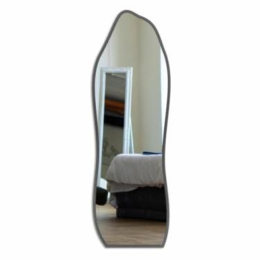 Imagem de Espelho Decorativo Orgânico Lapidado Corpo Inteiro com Fundo Mdf 12mm Laqueado - 54x164cm Cor:GRAFITE METALIZADO;Tamanho