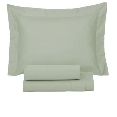 Imagem de Jogo de Cama 300 FIOS, Puro Algodão Egí­pcio, Lençol Satinée Cetim, 4 Peças, Kacyumara (Greenjoy, King)
