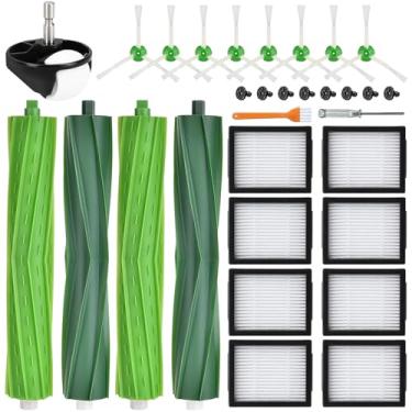 Imagem de APZOVO Pacote com 19 peças de reposição para iRobot Roomba i7 i7+ i3 i3+ i4 i4+ i5 i5+ i6 i6+ i8 i8+ E5 E6 E7 j6 j6+ j7 j7+ Combo i5 i5+ j5 j5+, 4 pincéis de rolo 8 filtros 8 escovas laterais 1 Roda