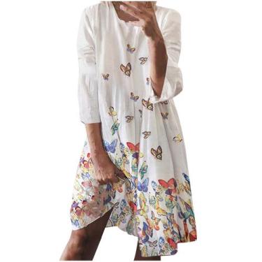 Imagem de Moda feminina casual borboleta estampado em volta do pescoço manga com