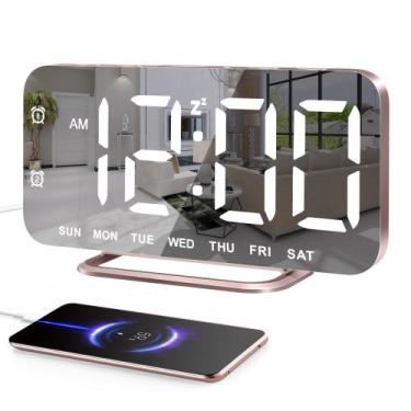 Imagem de Relógio JALL Slim LED Despertador digital com portas USB de 17 cm