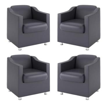 Imagem de Kit 4 Poltronas Decorativas Consultorio Recepção Sala Espera Cor:cinza