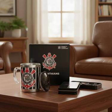 Imagem de Caneca Termica Corinthians + Chaveiro Terra Sagrada Oficial