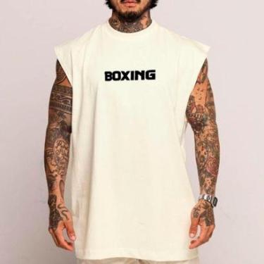 Imagem de Camiseta Regata Longa Oversized Algodão Boxing Logo Minimalista Arte-Unissex