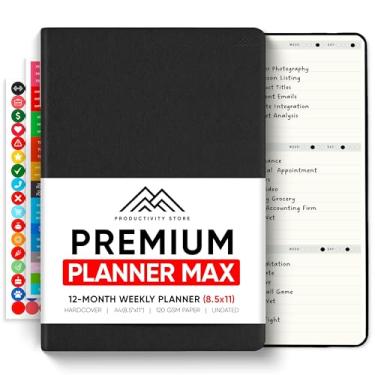 Imagem de Productivity Store - Planner PRO MAX - Planejador diário, semanal e mensal 2023 - Melhor planejador de objetivos, trabalho e produtividade sem data | Grande A4 capa dura 21,5 x 28 cm (preto)