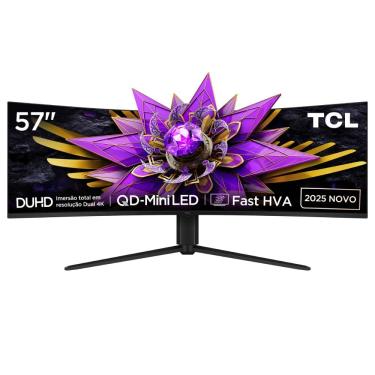 Imagem de Monitor Gamer Curvo TCL 57 Polegadas QLED Mini LED 4K R94 120Hz 1ms (GtG) HDR 1000 nits 57R94